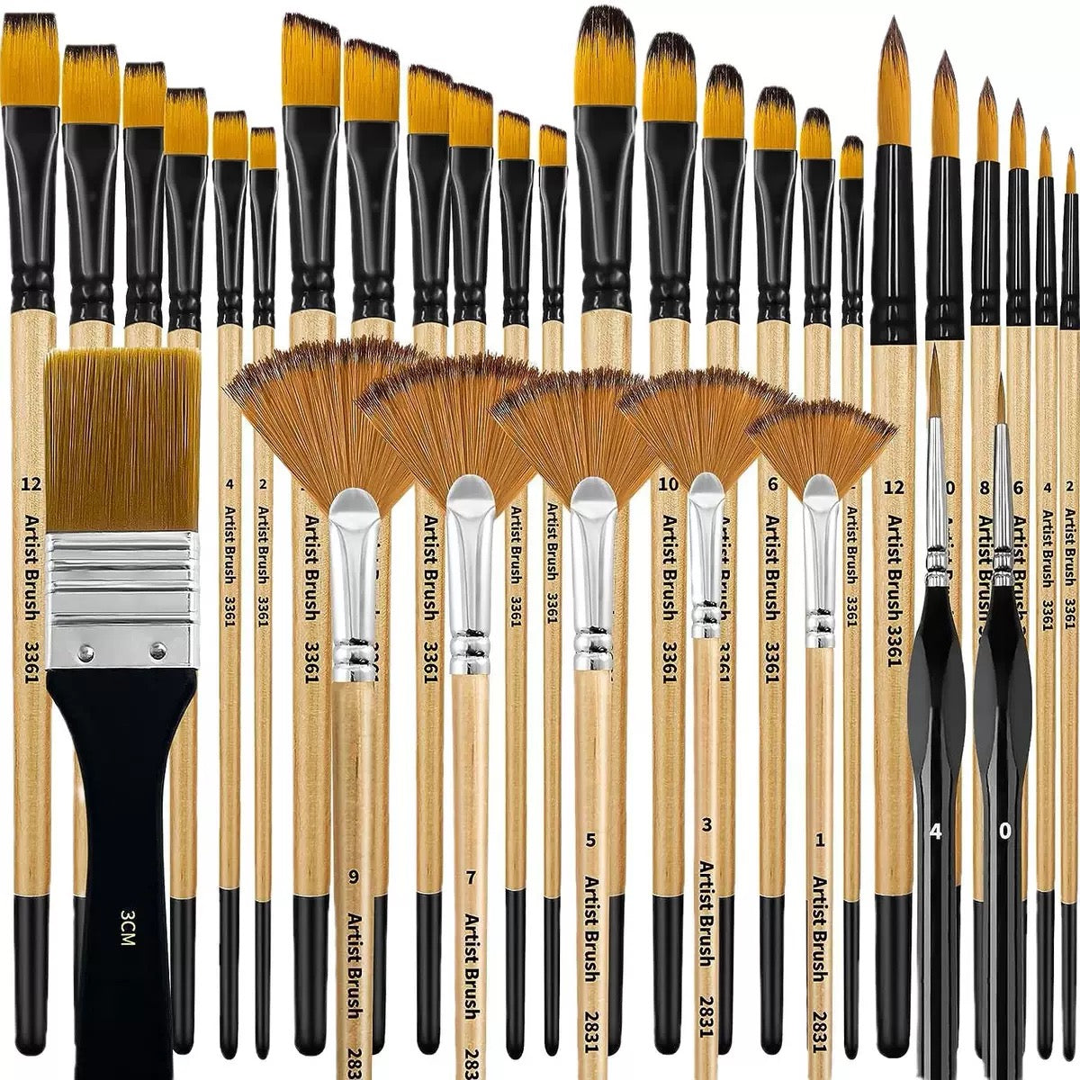 [DFC]A 32-piece Set Of Multi-functional Combination Nylon Wooden Board Brushes For Student Art Painting, Oil Painting And Outlining