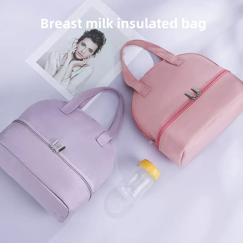[DFC]Stylish Lightweight Mommy Diaper Bag, Dual-Layer Insulated Breast Milk Storage Cooler & Multi-Function Baby Carrier Backpack
