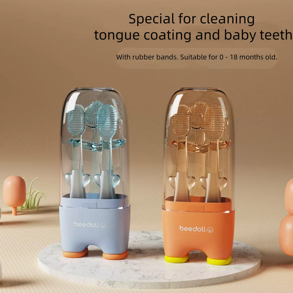 [DFC]Baby Toothbrush For 0-2 year Old Babies - Tongue Coating Cleaner For Infants. Silicone For Infants. Baby Toothbrush With Soft Bristles For Gum Protection