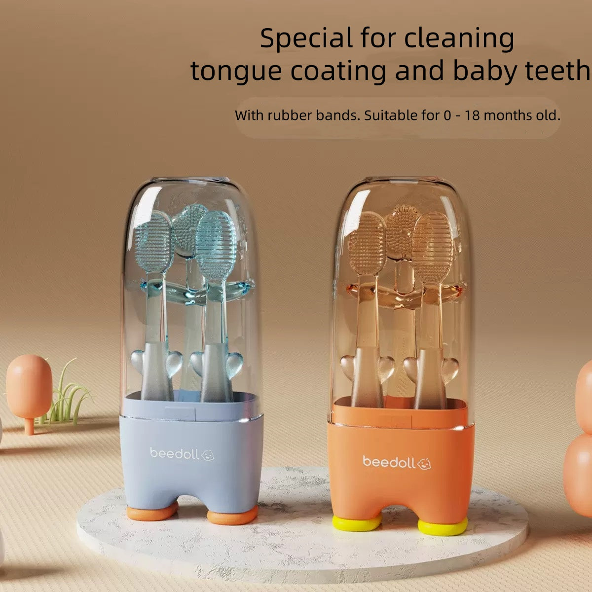 [DFC]Baby Toothbrush For 0-2 year Old Babies - Tongue Coating Cleaner For Infants. Silicone For Infants. Baby Toothbrush With Soft Bristles For Gum Protection