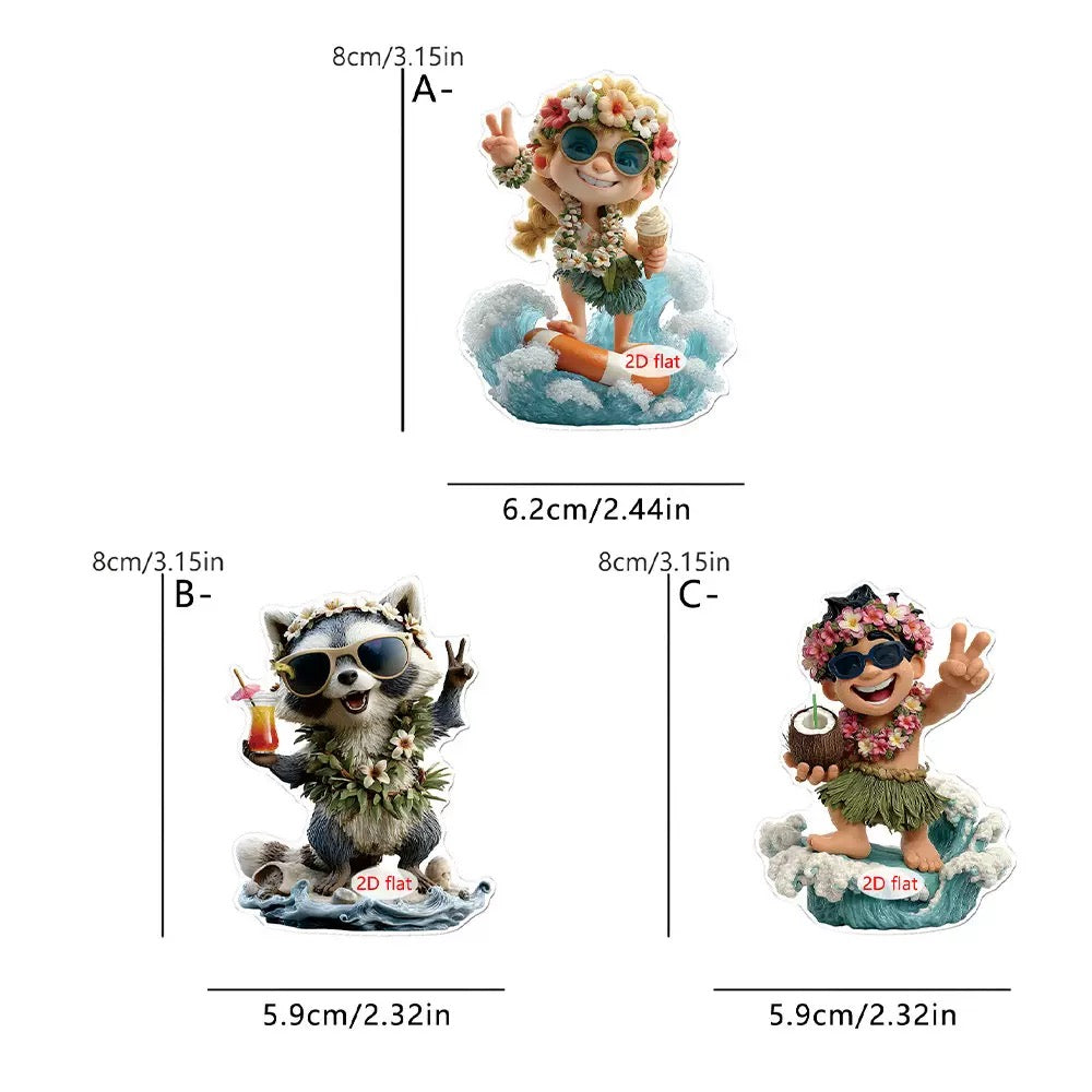 [DFC]3-pieces Set Of Summer Carnival Small Animal Pattern Bedroom Balcony Wall Stickers 2D Flat Acrylic Decorative Small Hanging Pieces
