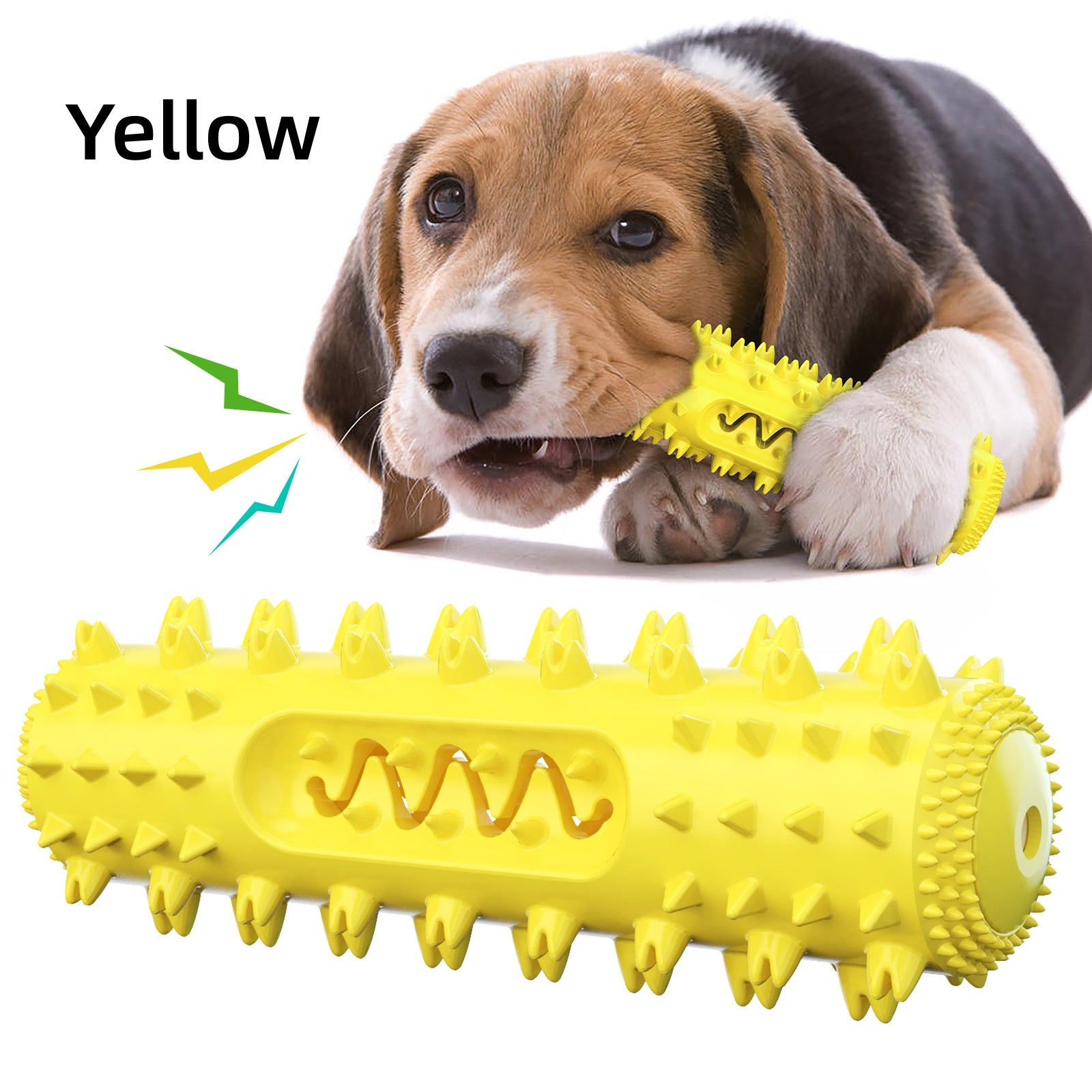 [DFC] Squeaky Dog Chew Toy Teeth Cleaning Ridged Design Treat Dispenser Indestructible Dental Health for Aggressive Chewers