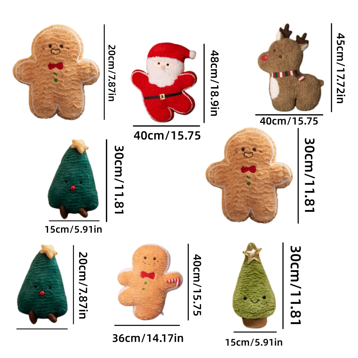 [DFC] A festive plush set featuring a Christmas Tree Pillow and a Gingerbread Man doll. These soft stuffed toys serve as both a charming Christmas decoration and a perfect gift for children