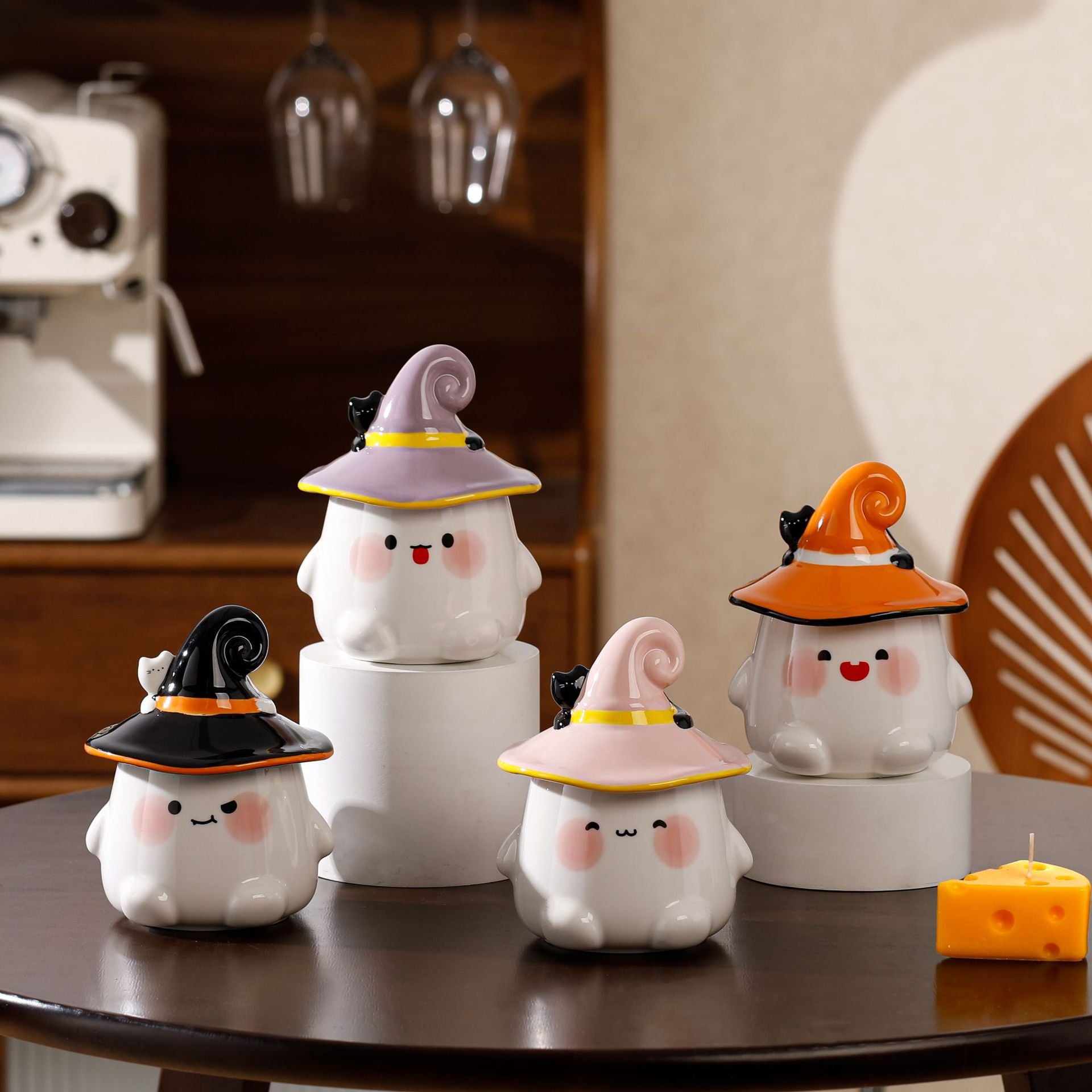 Halloween Ghost Mug with Lid - Couple Ceramic Cup, Perfect Birthday & Gift for Girls