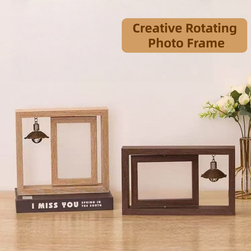 [DFC]6-inch And 7-inch Double-sided Rotating Photo Album Wooden Photo Frame, Personalized Couple Gift, Commemorative Wooden Photo Frame, It Can Be Used Both Horizontally And Vertically
