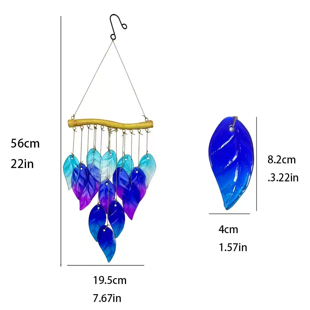 [DFC]Courtyard Wind Chimes, Hot-melt Glass, Colorful Fish, Colorful Leaves, Creative Hanging Home Decorations, Ornaments And Gifts, New Home Gift