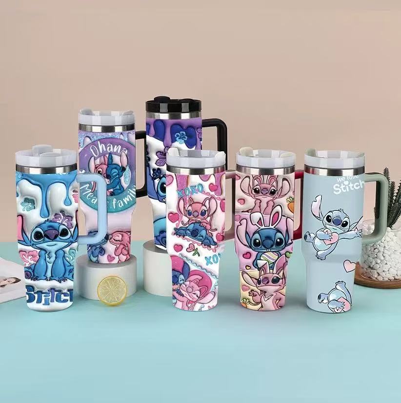 [DFC]40oz Handle Cup With Bag For Storage, Water Cup With Straw, Large-capacity Car Cup, Stainless Steel Insulated Cup, Water Cup