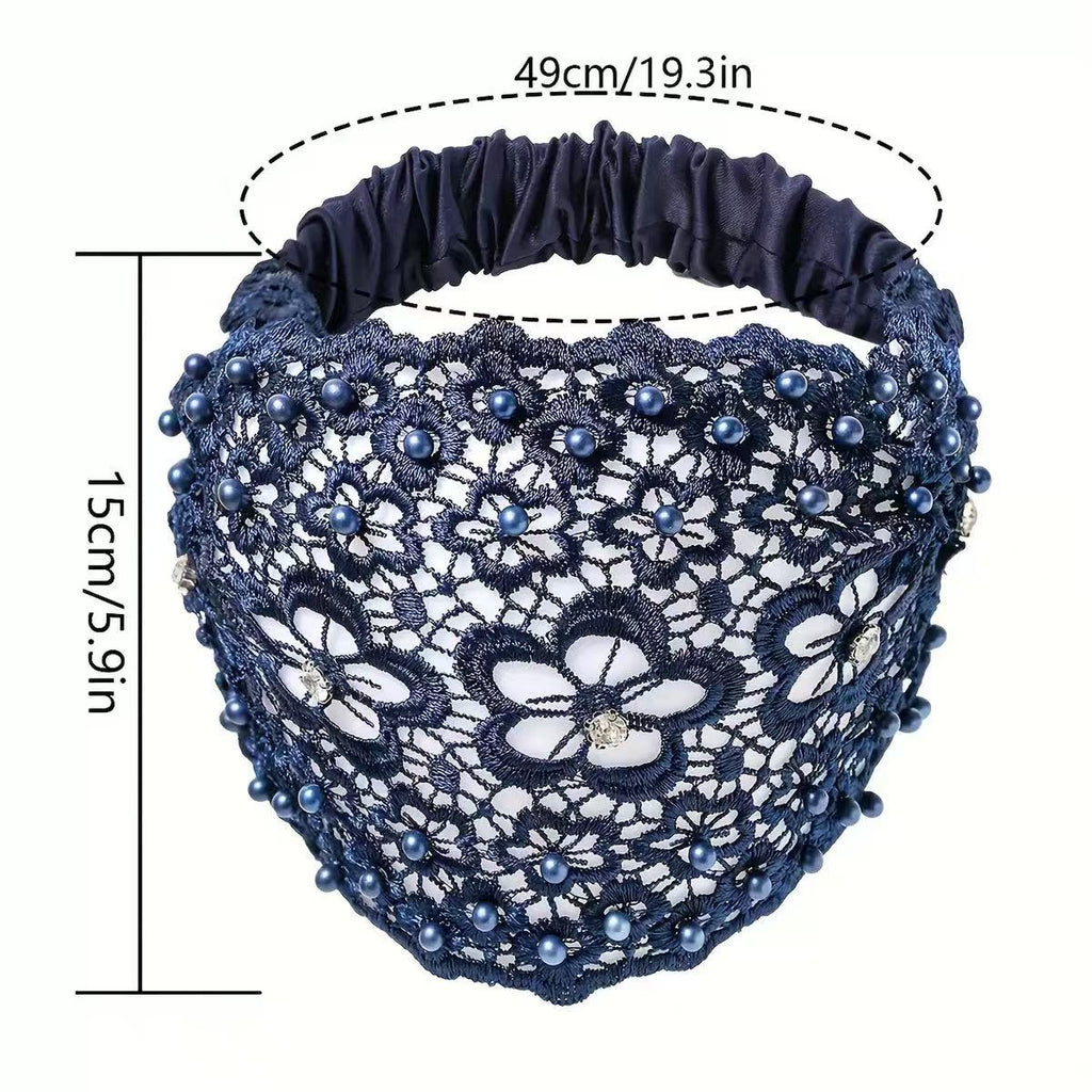 [DFC]New Fashionable Wide-edge Headband With Plum Blossom Cutouts, Beaded Headband To Press Hair And Cover White Hair, Ladies' Headband