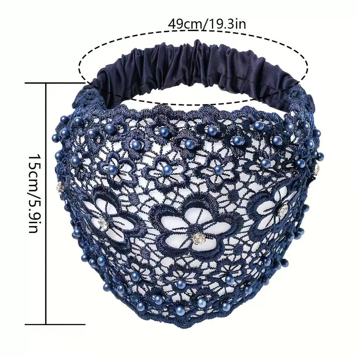 [DFC]New Fashionable Wide-edge Headband With Plum Blossom Cutouts, Beaded Headband To Press Hair And Cover White Hair, Ladies' Headband