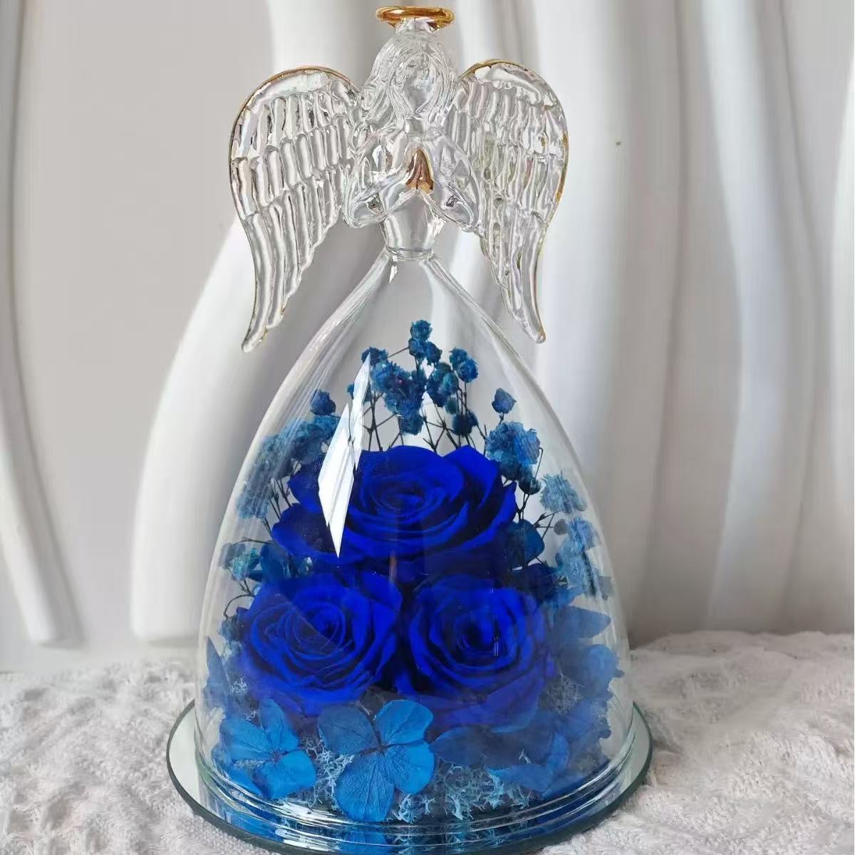 [DFC] Glass-covered Eternal Flower Archangel Eternal Rose Valentine's Day Gift, Real Flower Decoration, Romantic Gift For Girls