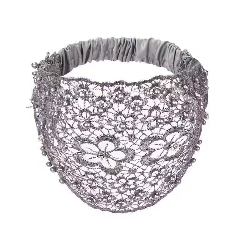 [DFC]New Fashionable Wide-edge Headband With Plum Blossom Cutouts, Beaded Headband To Press Hair And Cover White Hair, Ladies' Headband