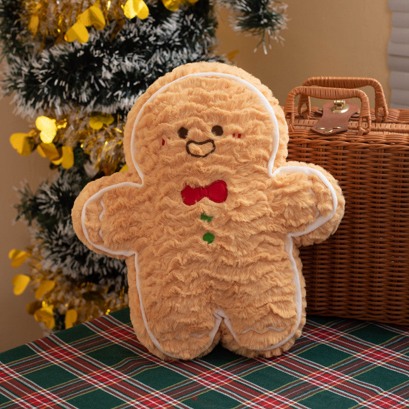 [DFC] A festive plush set featuring a Christmas Tree Pillow and a Gingerbread Man doll. These soft stuffed toys serve as both a charming Christmas decoration and a perfect gift for children