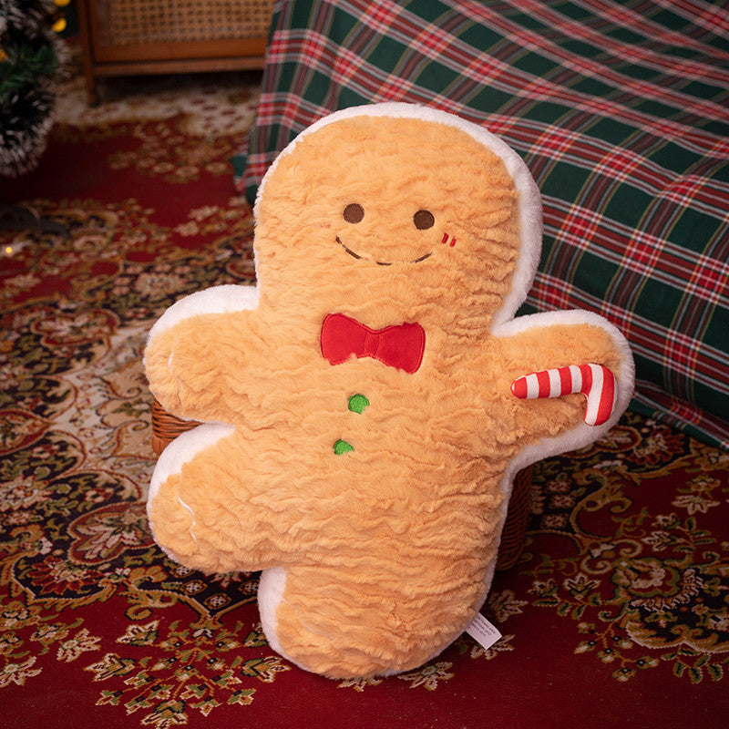 [DFC] A festive plush set featuring a Christmas Tree Pillow and a Gingerbread Man doll. These soft stuffed toys serve as both a charming Christmas decoration and a perfect gift for children