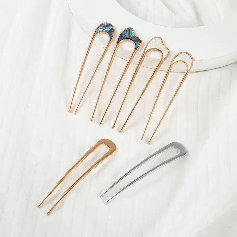 [DFC]French Elegant Metal Hairpins, Women's Updo Hairpins, Ins-style Irregular Alloy Hairpins, Women's Bun Hairpins