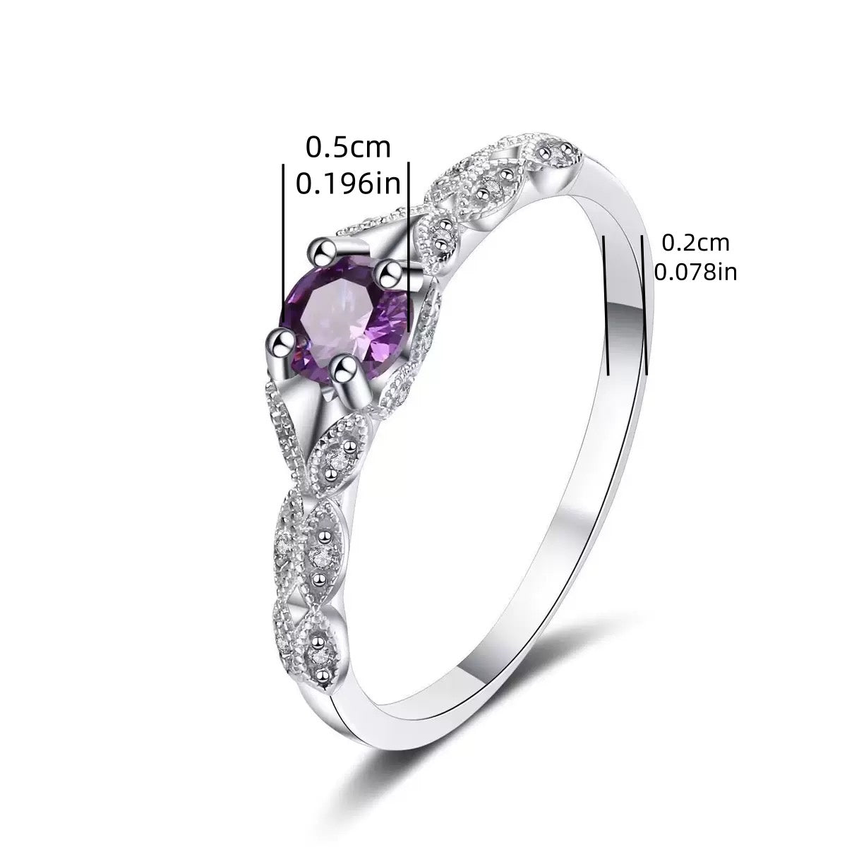 [DFC]A Light Luxury Purple Ring For Women, A Simple And Fashionable European And American Ring, Red Gift Box Set
