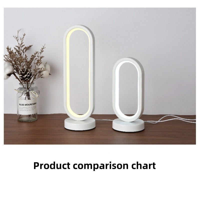 [DFC]Oval Desk Lamp, USB Plug,Study And Bedroom Learning Atmosphere LED Night Light, Three-color Adjustable White And Black Desk Lamp