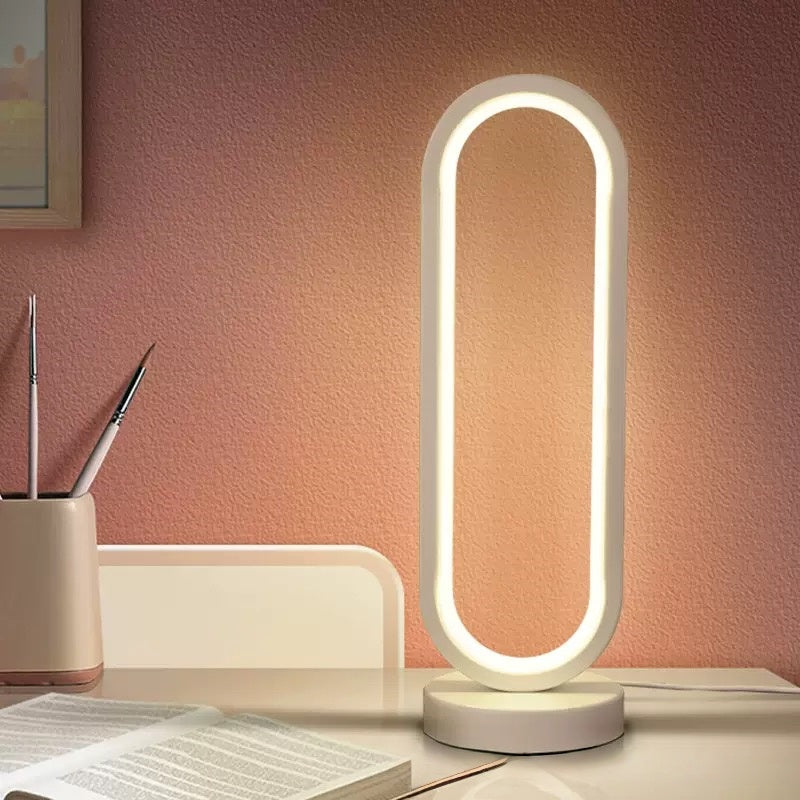 [DFC]Oval Desk Lamp, USB Plug,Study And Bedroom Learning Atmosphere LED Night Light, Three-color Adjustable White And Black Desk Lamp