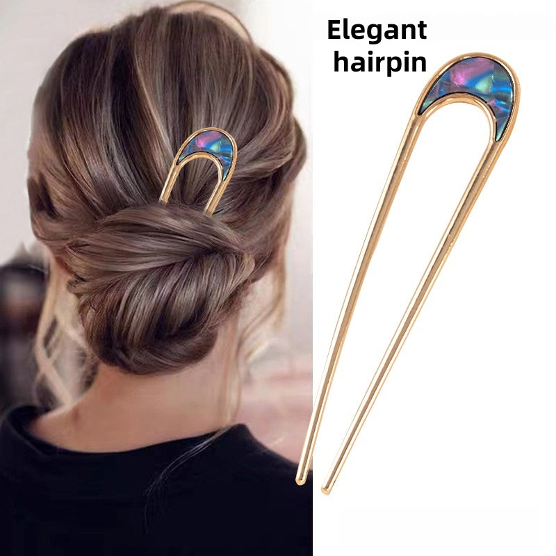 [DFC]Fashion Ladies' Hairpin, Metal Hairpin, Ins Style, Simple U-shaped Alloy Hair Fork, Gift For Mum And Girlfriend