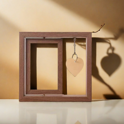 [DFC] Creative Double-sided Rotating 6-inch And 7-inch Wooden Photo Frame Display Stand, Couple Gift, Commemorative Wooden Photo Frame