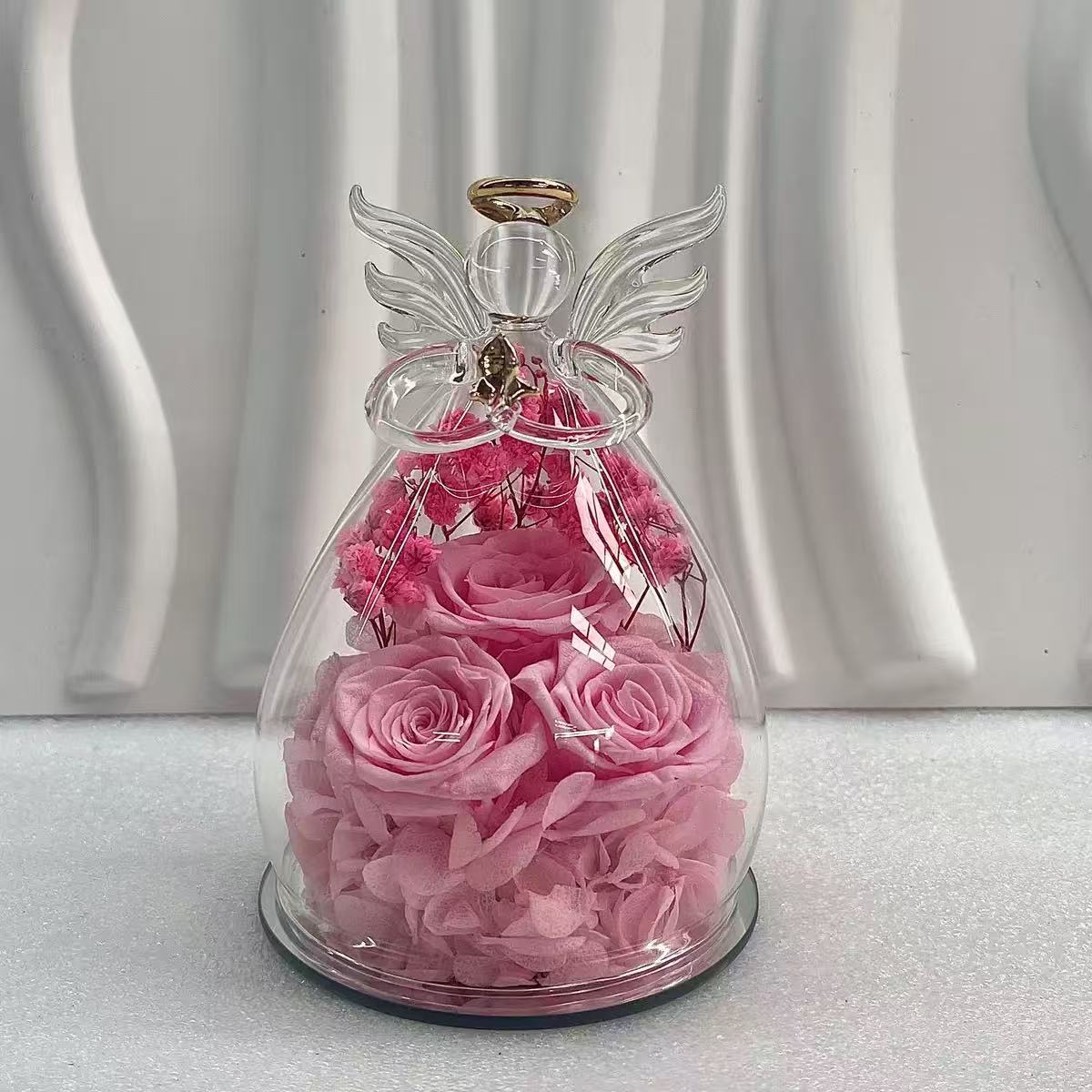 [DFC] Glass-covered Eternal Flower Archangel Eternal Rose Valentine's Day Gift, Real Flower Decoration, Romantic Gift For Girls