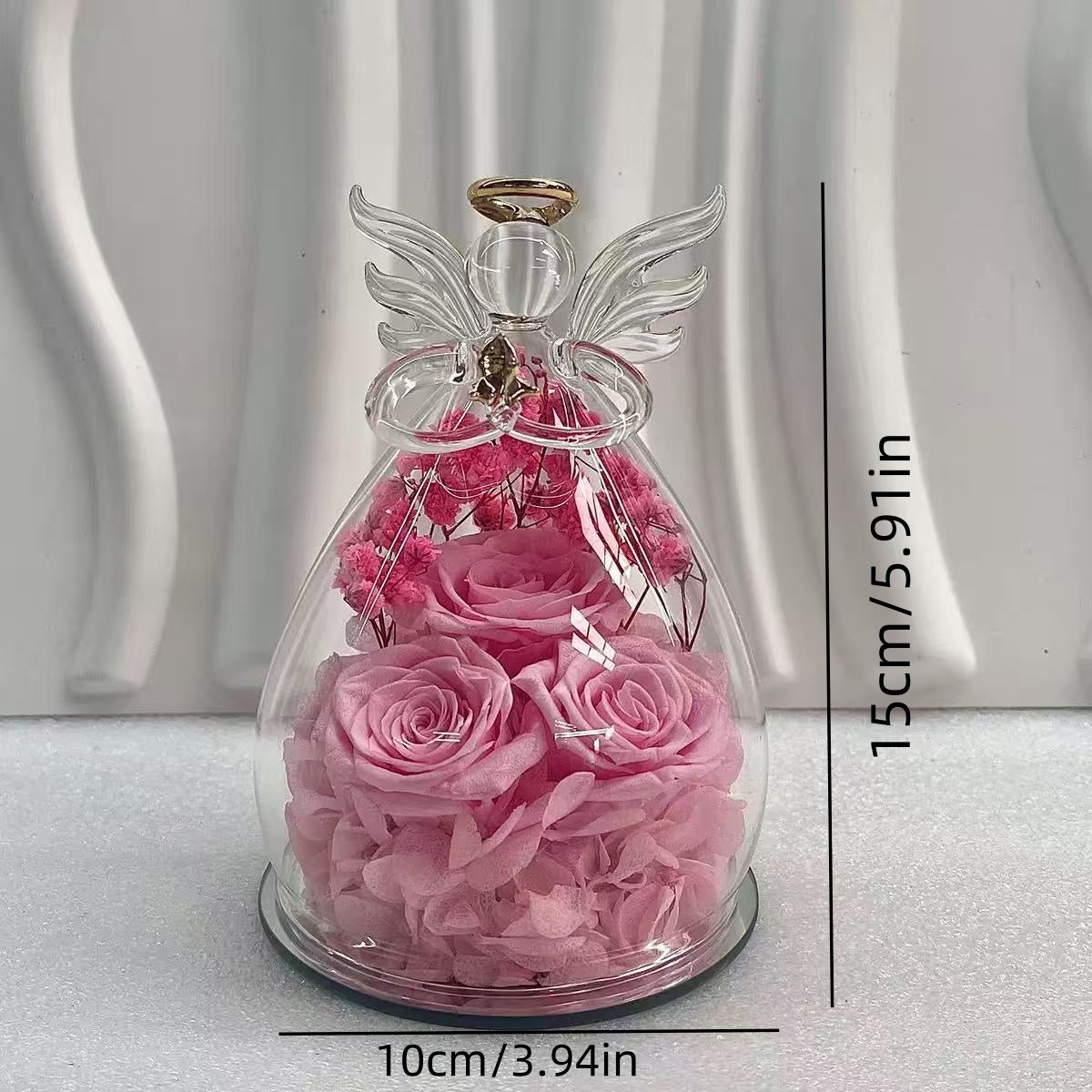 [DFC] Glass-covered Eternal Flower Archangel Eternal Rose Valentine's Day Gift, Real Flower Decoration, Romantic Gift For Girls
