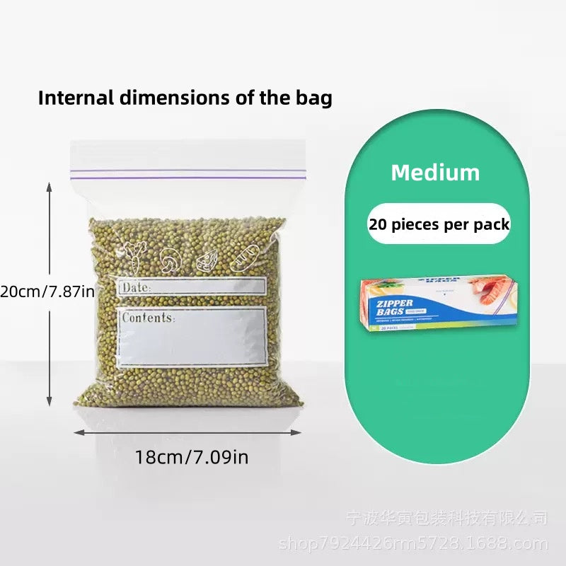 Self-sealing Bags, PE Food Bags, Vegetable And Meat Preservation Bags, Portioning Bags, Thickened Small, Medium And Large Sealed Bags, Refrigerator Storage Bags，weight155g