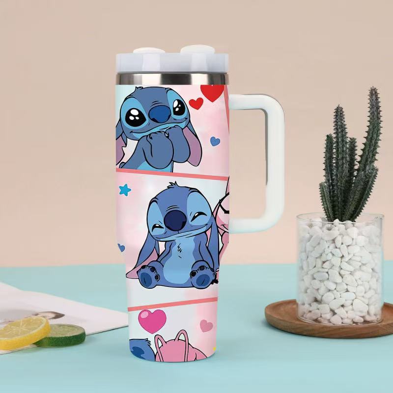 [DFC]40oz Handle Cup With Bag For Storage, Water Cup With Straw, Large-capacity Car Cup, Stainless Steel Insulated Cup, Water Cup