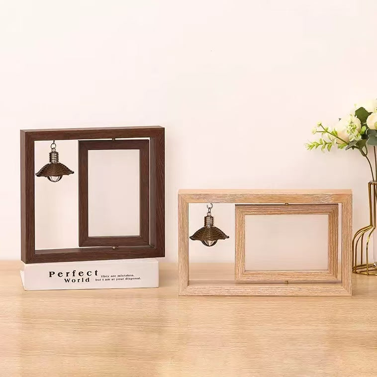 [DFC]6-inch And 7-inch Double-sided Rotating Photo Album Wooden Photo Frame, Personalized Couple Gift, Commemorative Wooden Photo Frame, It Can Be Used Both Horizontally And Vertically