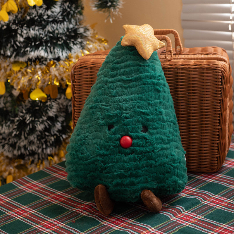 [DFC] A festive plush set featuring a Christmas Tree Pillow and a Gingerbread Man doll. These soft stuffed toys serve as both a charming Christmas decoration and a perfect gift for children