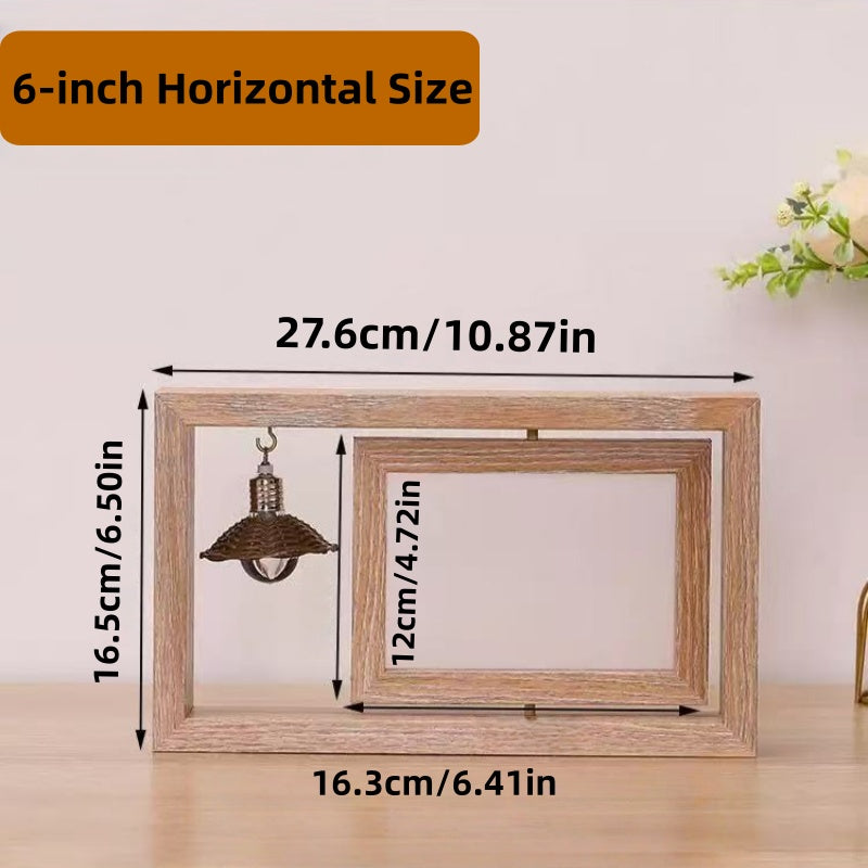 [DFC]6-inch And 7-inch Double-sided Rotating Photo Album Wooden Photo Frame, Personalized Couple Gift, Commemorative Wooden Photo Frame, It Can Be Used Both Horizontally And Vertically