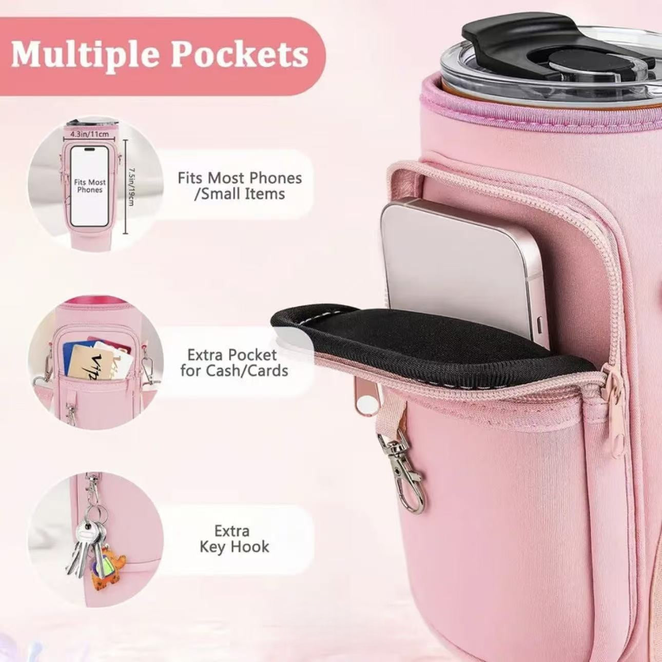 [DFC]40oz Handle Cup With Bag For Storage,Water Cup With Straw,Large-capacity Car Cup, Stainless Steel Insulated Cup,Water Cup