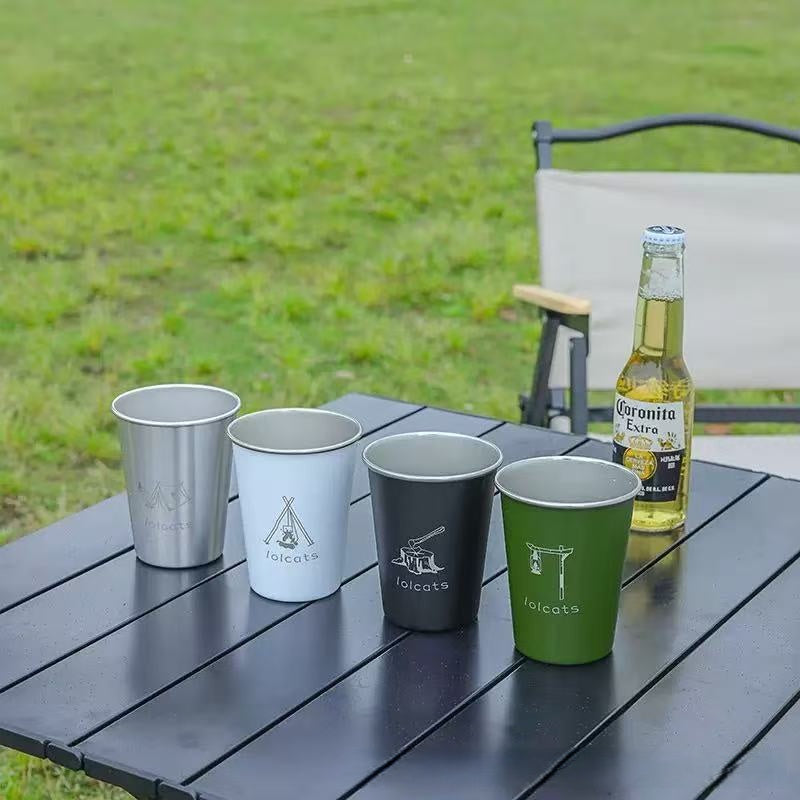 [DFC]Portable Camping Coffee Cup, Outdoor Ins Style 304 Stainless Steel Beer Mug, Picnic Barbecue Cold Drink Direct Drinking Water Cup