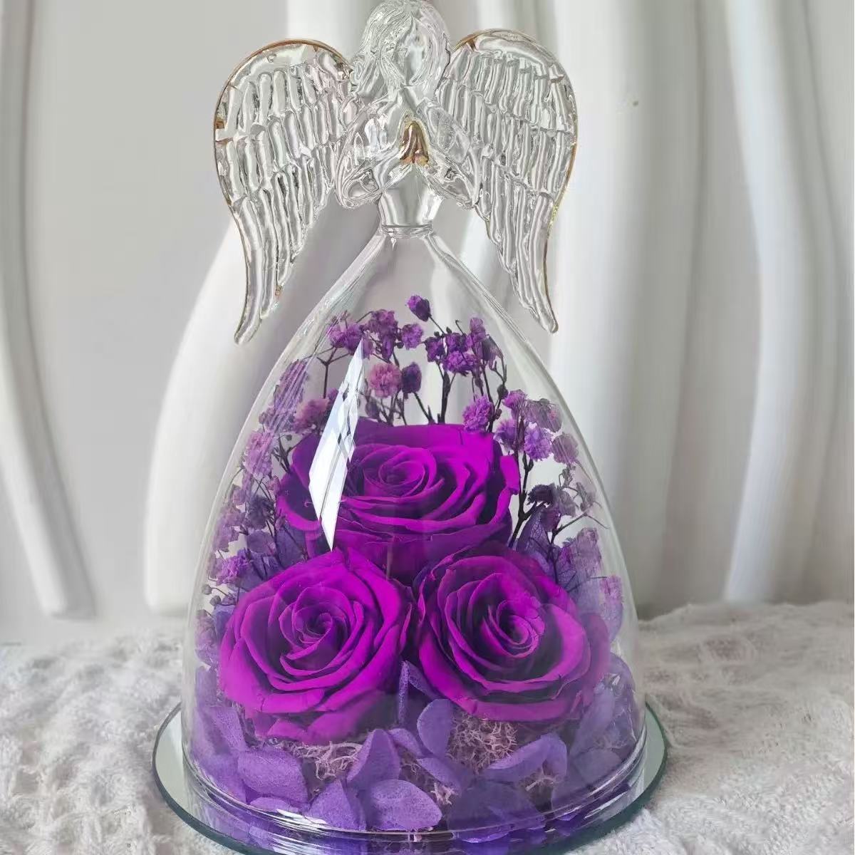 [DFC] Glass-covered Eternal Flower Archangel Eternal Rose Valentine's Day Gift, Real Flower Decoration, Romantic Gift For Girls