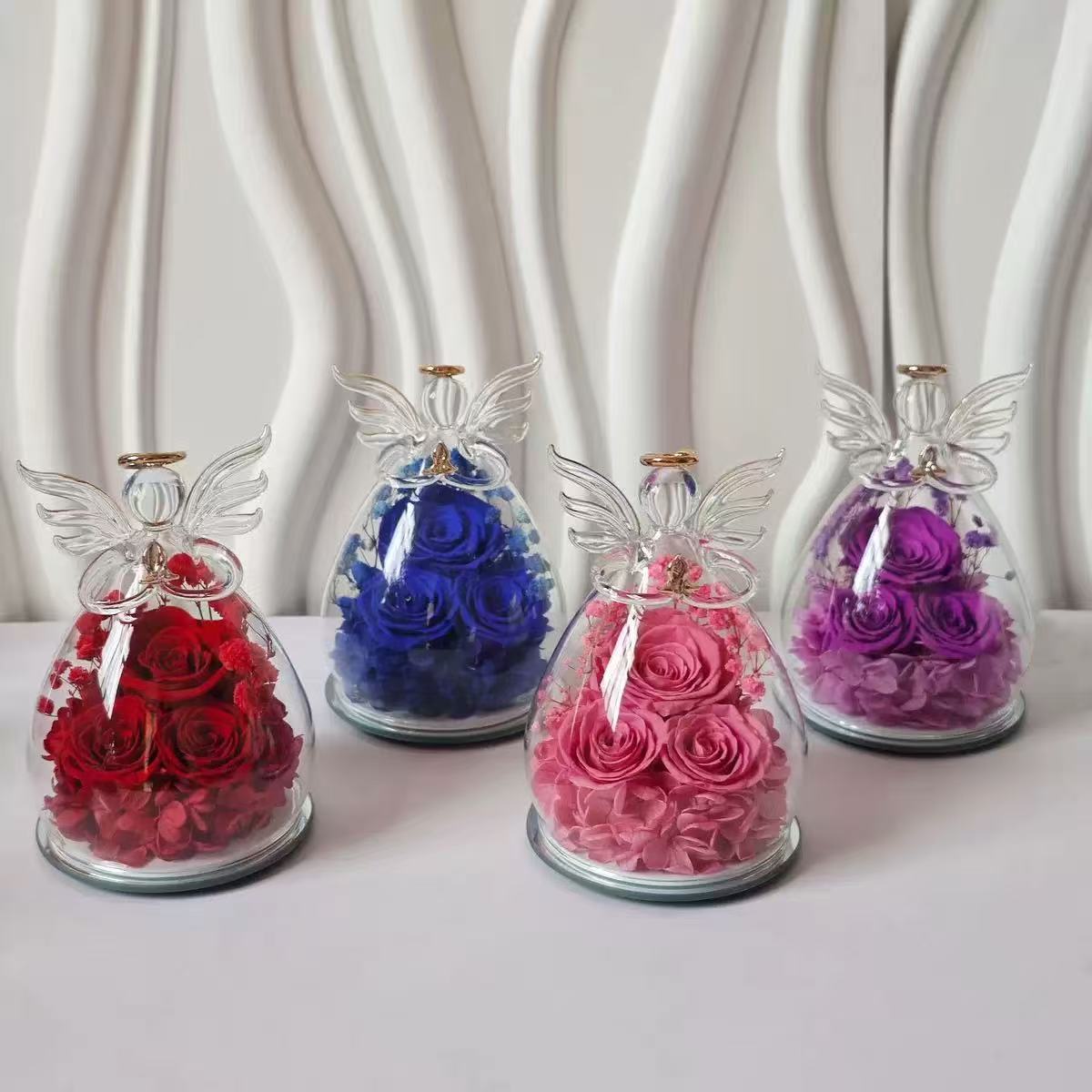 [DFC] Glass-covered Eternal Flower Archangel Eternal Rose Valentine's Day Gift, Real Flower Decoration, Romantic Gift For Girls