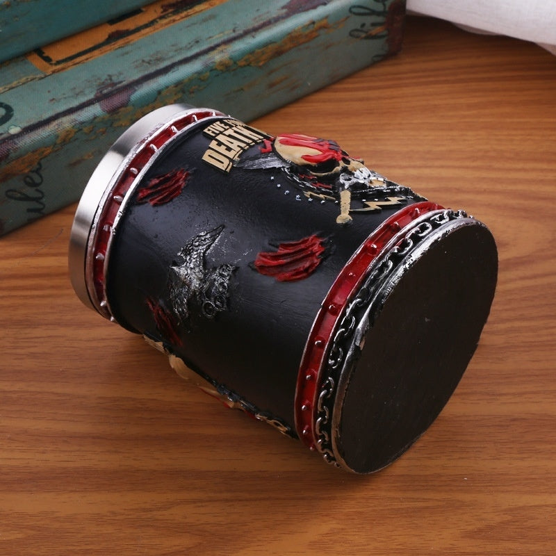 Halloween Skull Resin Mug with Stainless Steel Liner - 2-in-1 Beer & Coffee Creative Funny Cup