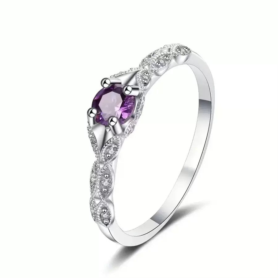 [DFC]A Light Luxury Purple Ring For Women, A Simple And Fashionable European And American Ring, Red Gift Box Set