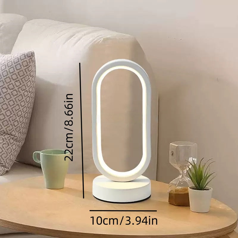 [DFC]Oval Desk Lamp, USB Plug,Study And Bedroom Learning Atmosphere LED Night Light, Three-color Adjustable White And Black Desk Lamp
